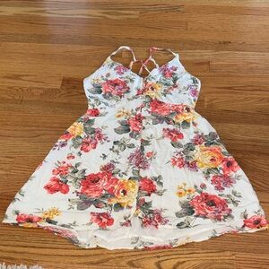 Abercrombie & Fitch Floral Dress in White and Red
